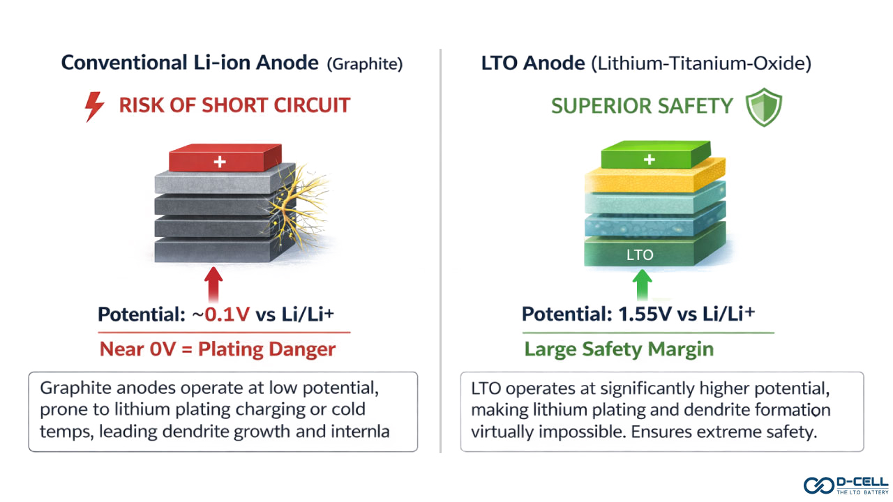 No dendrite formation in LTO